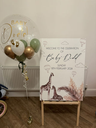 Neutral Giraffe Welcome sign, Baby Shower, Gender Reveal, Birthday Welcom image 3