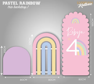 Customisable Pastel Rainbow Photo, Party, Back Drops - Trio Scalloped Ed image 0