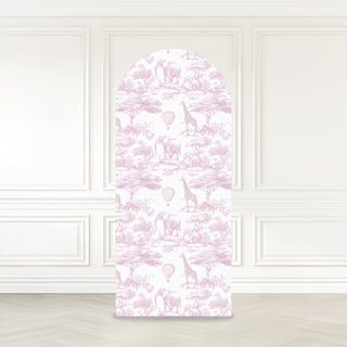 Safari Pink Hot Air Balloon Toile Print Backdrop