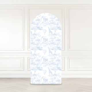 Safari Blue Hot Air Balloon Toile Print Backdrop