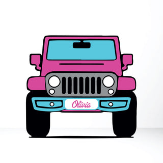 Pink Jeep Doll Theme Cardboard Cut Out