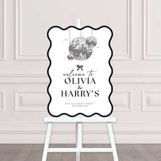 Disco Ball Engagement Party Welcome Sign, Wedding Party Welcome Sign