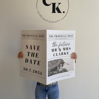 Newspaper Announcement Giant Card, Save The Date, Engagement Announcement