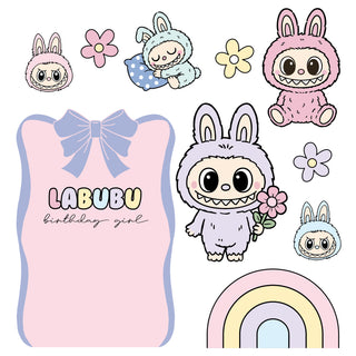 Labubu Monster Toys Mini 4ft Birthday Bundle, DIY Party Pack