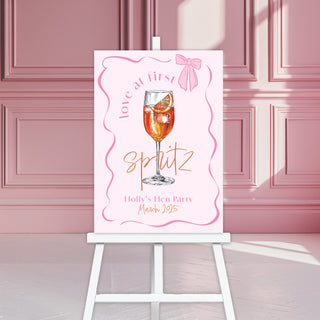 Love at First Spritz Welcome Sign, Engagement Welcome Sign, Hen Do Party Sign