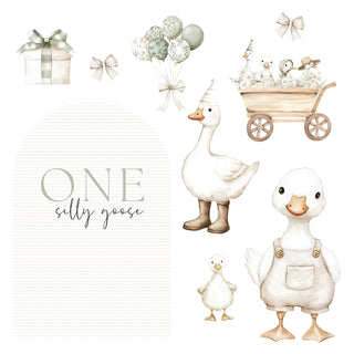 One Silly Goose Neutral Mini 4ft Birthday Bundle, DIY Party Pack