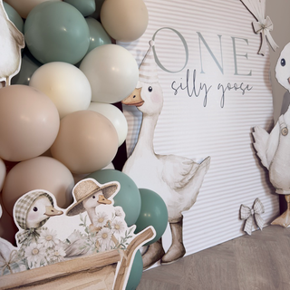 One Silly Goose Neutral Mini 4ft Birthday Bundle, DIY Party Pack