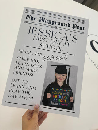 Newspaper 1st Day at School Celebration, Announcement Giant Card, Back to School Announcement
