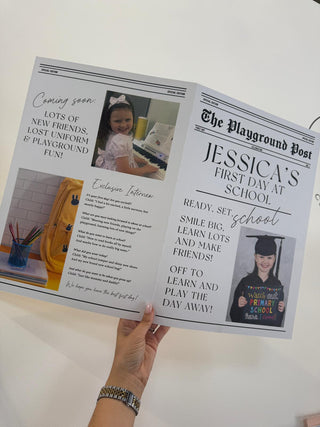 Newspaper 1st Day at School Celebration, Announcement Giant Card, Back to School Announcement