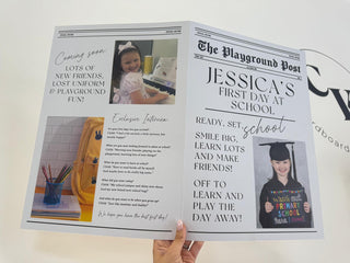 Newspaper 1st Day at School Celebration, Announcement Giant Card, Back to School Announcement