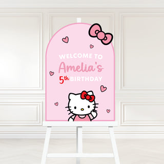 Kitty Pink Birthday Welcome Sign