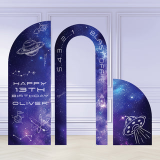 Galaxy Space Astronaut Rocket Party Backdrop - Set of Three