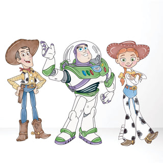 Set Of Three Toy Water Colour Cut Outs - Woody, Buzz and Jessie 3ft