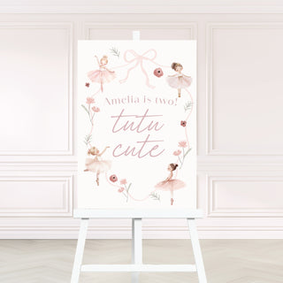 Tutu Cute Ballerina Welcome Sign, Ballerina Birthday Sign