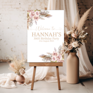 Neutral Floral Welcome sign, Baby Shower, Gender Reveal, Birthday Welcome Sign image 0