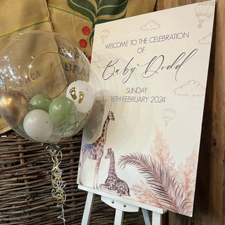 Neutral Giraffe Welcome sign, Baby Shower, Gender Reveal, Birthday Welcom image 1