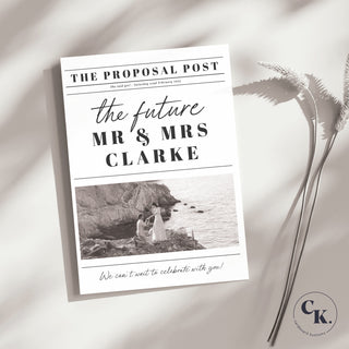 Newspaper Announcement Giant Card, Save The Date, Engagement Announcement image 1