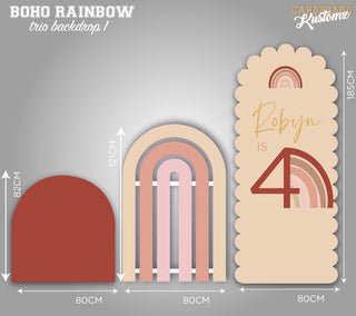 Customisable Boho Rainbow Photo, Party, Back Drops - Trio Scalloped Edge image 0