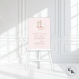 Ballerina Bunny Birthday Sign Bundle, backdrop, welcome sign and cut outs image 3
