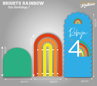 Customisable Bright Rainbow Photo, Party, Back Drops - Trio Scalloped Edge image 0