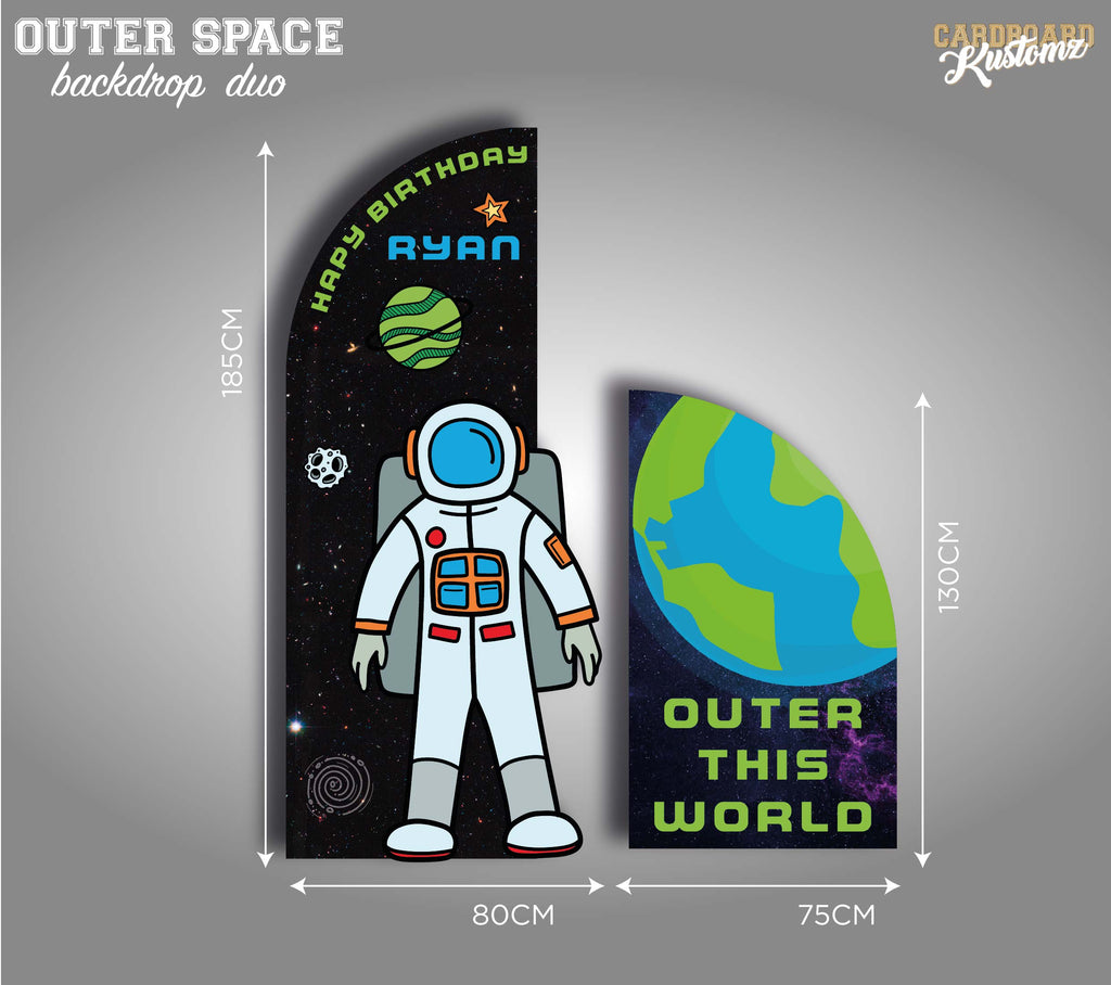 Customisable Space Astronaut Party Photo Backdrop - Duo – Cardboard Kustomz