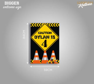 Customisable Digger/ Construction Printed Welcome Sign image 0