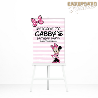 Minnie Stripe Welcome sign, Birthday Welcome Sign, Minnie Party, KidsParty Welc image 1