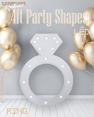 4ft Party Shapes with LED Ring White Or Printed image 0