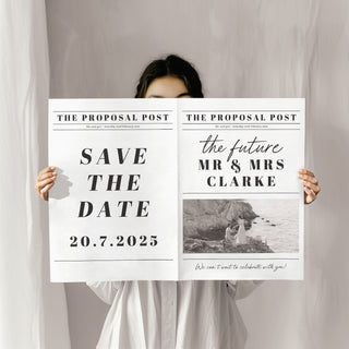 Newspaper Announcement Giant Card, Save The Date, Engagement Announcement image 0