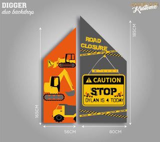 Customisable Digger/ Construction Photo Back Drop - Set of two image 0