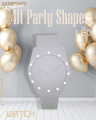 4ft Party Shapes with LED Watch White Or Printed image 0