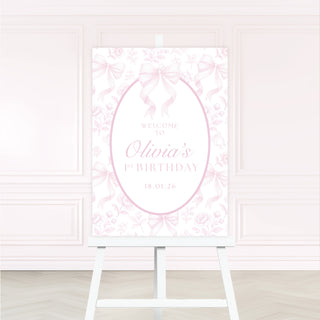 Bow Toile Print Welcome Sign