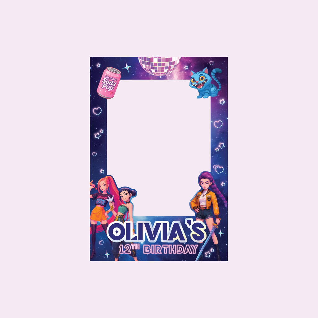 Demon Hunters Selfie Frame | Personalised Party Prop – Cardboard Kustomz