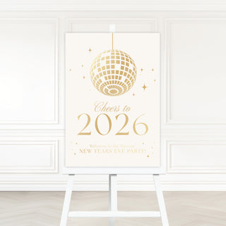 Cream New Years Eve Party Welcome Sign