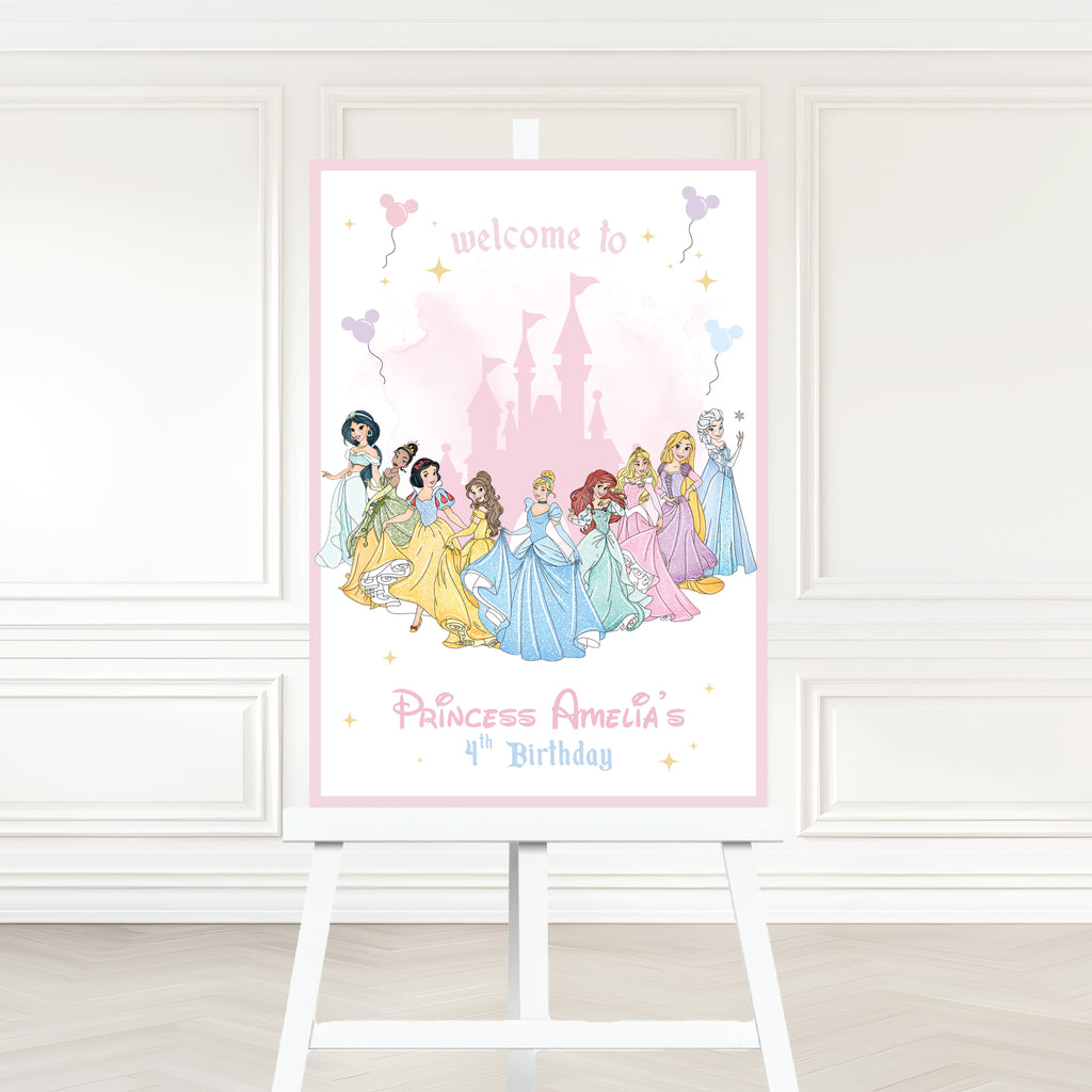 Watercolour Princess Welcome Sign | A1 & A2 Decor – Cardboard Kustomz