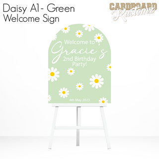 Customisable Daisy Welcome Sign, Welcome Board - Green image 0