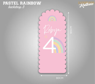 Customisable Pastel Rainbow Photo, Party, Back Drop - Scalloped Edge image 0