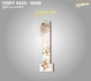 Teddy & Hot Air Balloon Light Up LED Numbers - Nude image 0