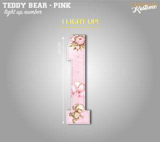Teddy & Hot Air Balloon Light Up LED Numbers - Pink image 0