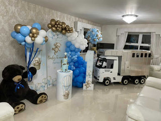 Teddy & Hot Air Balloon Party, Photo Backdrop - Duo, Blue image 2